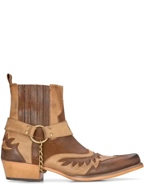 Western Cowboy Real Leather Pointed Boots