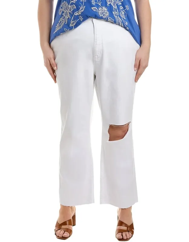 Plus Icon White Crop Jeans