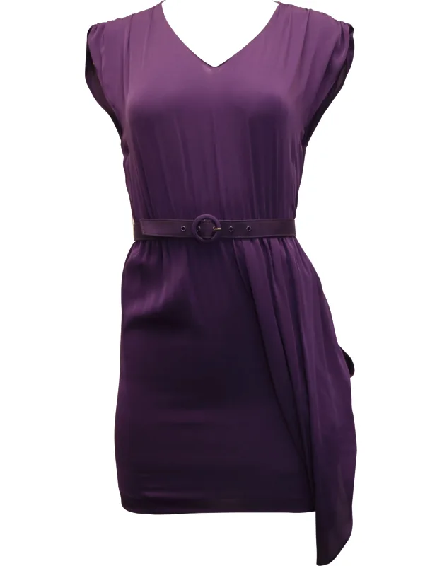 Asymmetrical Hem Dress With Belt