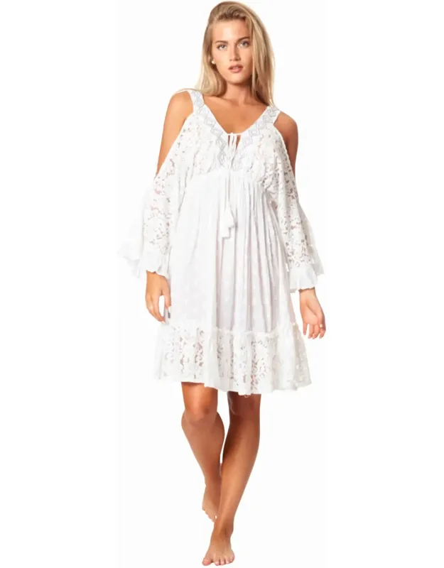Open Shoulder Lace Mini Dress