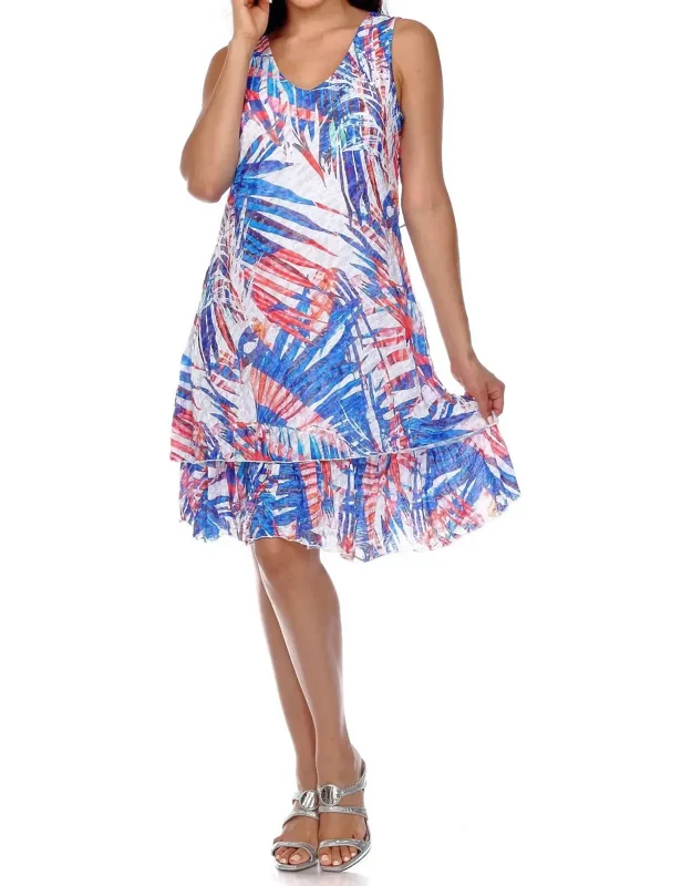 Tropical Dress In Leaf Print