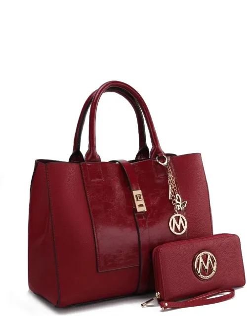 Yola Satchel Handbag With Matching Wallet And Gold Tone Hardware