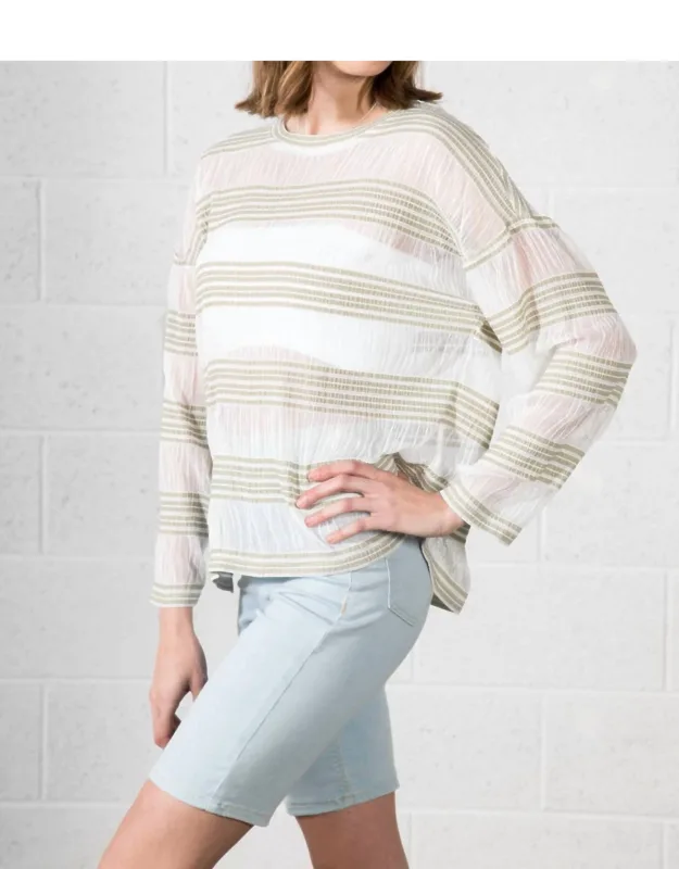 Sheer Long Sleeve Striped Sweater