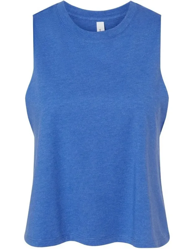 Racerback Crop Tank With Raw Edge Armholes And Relaxed Fit