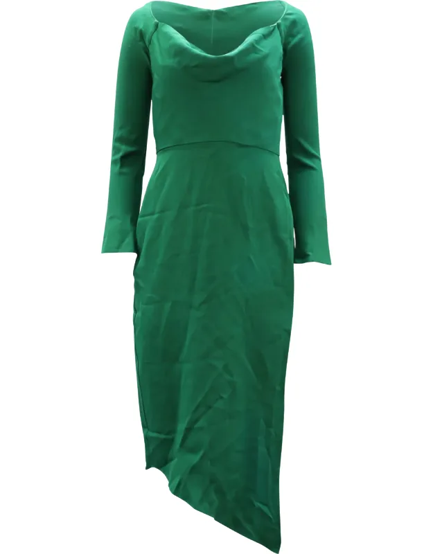 Cowl Neck Asymmetrical Midi Dress