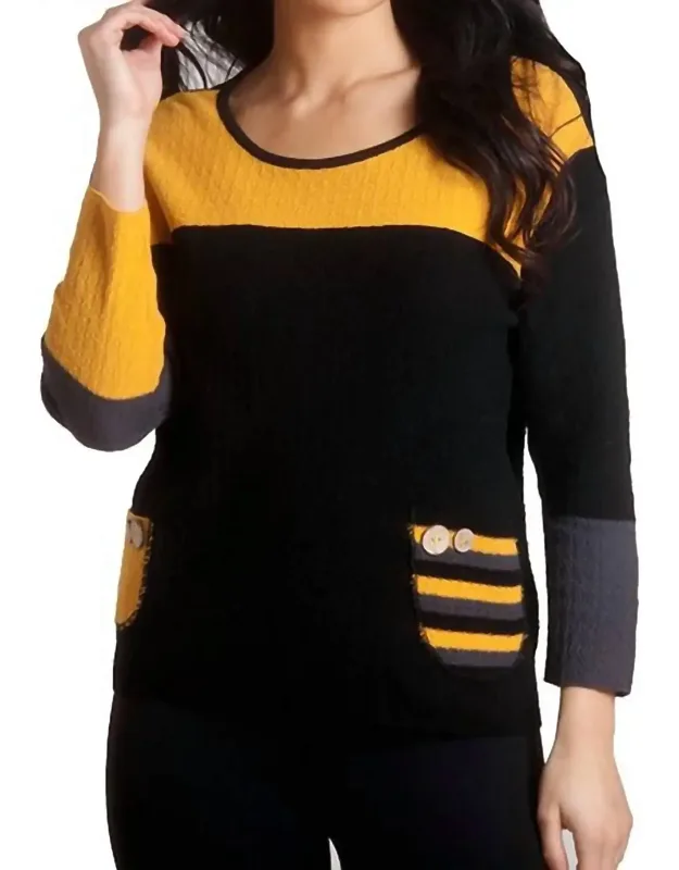 Boucle Striped Pocket Sweater