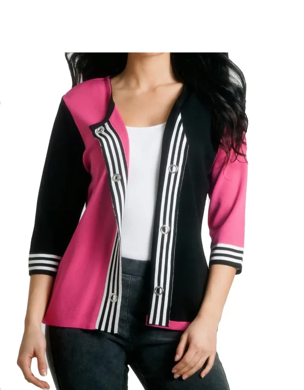 Striped Placket Cardigan