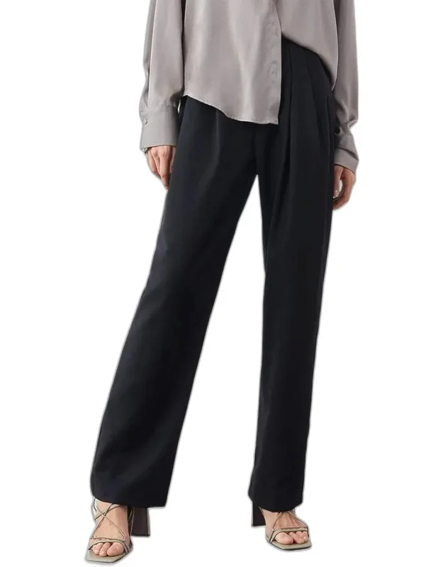 Pleated Twill Wide-leg Pants