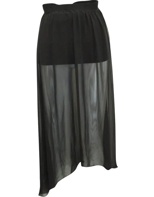 Ruffle Embellishment Sheer Skirt