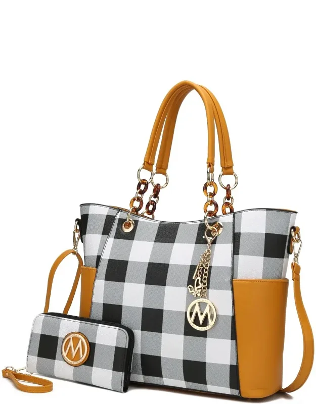 Bonita Checker Tote Handbag