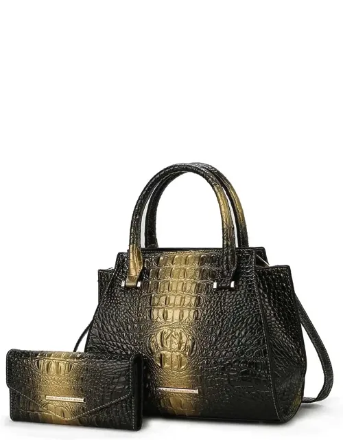 Bently Croc-embossed Tote & Wallet Set