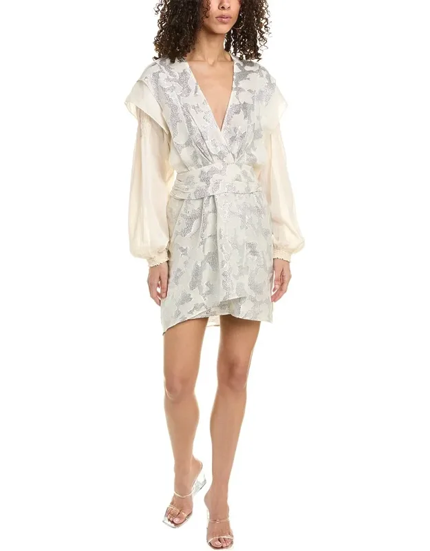 Surplice Silk & Linen-blend Mini Dress