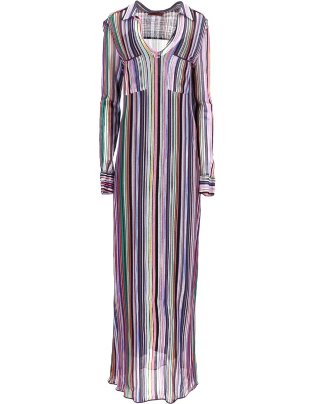 Knitted Stripe Maxi Long Sleeve Dress