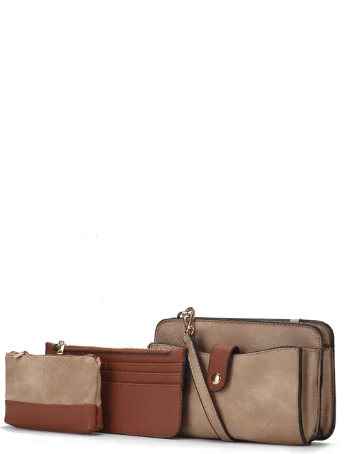 Muriel Vegan Leather Crossbody Bag With Card Holder And Small Pouch 3 Pieces