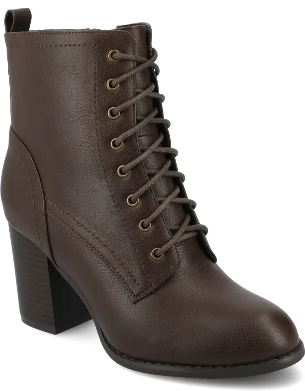 Journee Collection Baylor Bootie With Chunky Stacked High Heels And Faux Suede Uppers