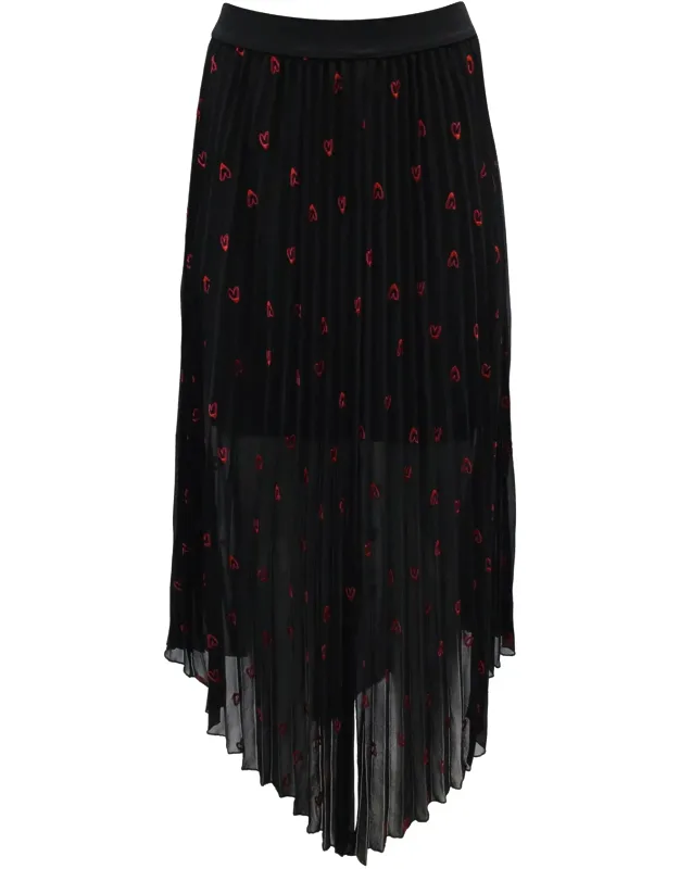 Embroidered Heart Midi Skirt
