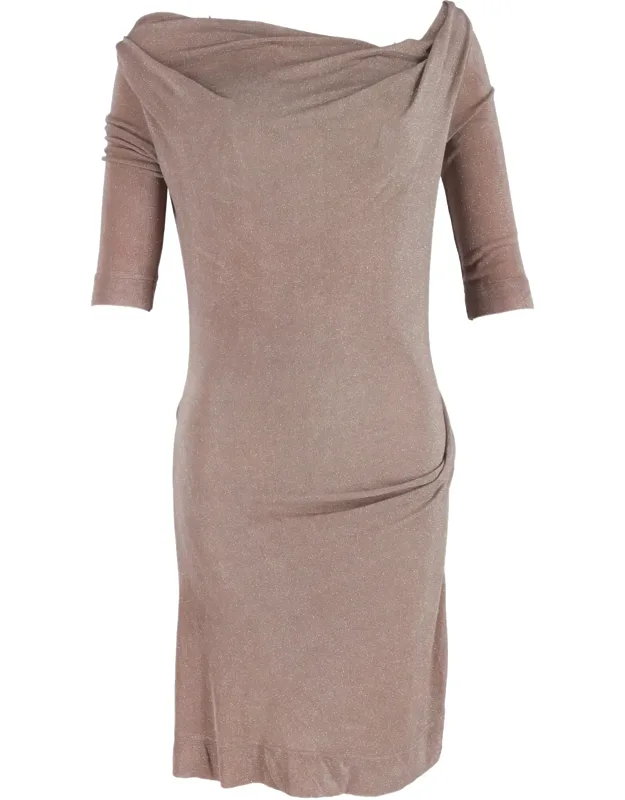 Asymmetric Neckline Midi Dress