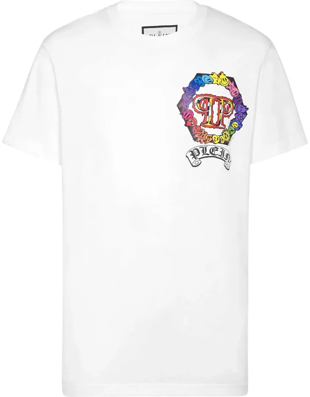 T-shirt Round Neck Ss With Pattern Print And Logoed Patch