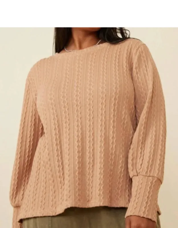 Long Cuff Cable Knit Pullover
