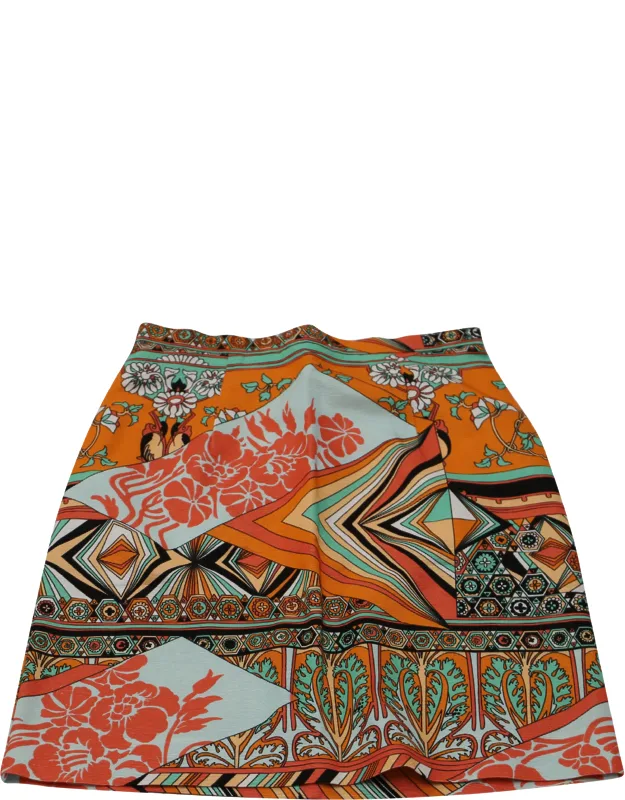 Floral-printed Mini Pencil Skirt