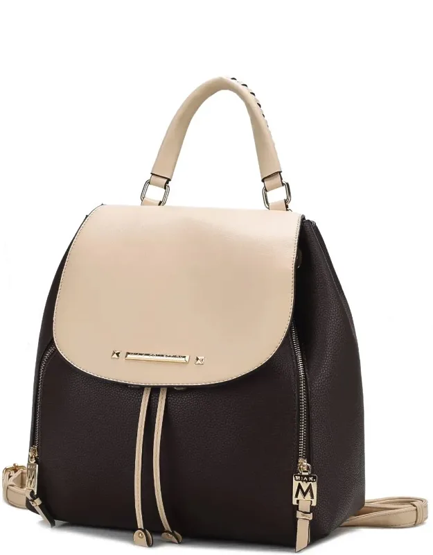 Kimberly Vegan Leather Fashion Backpack With Luxurious Gold Tone Embellishments And Adjustable Straps