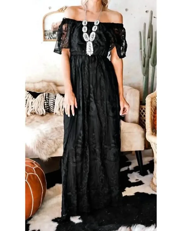 Lace Off Shoulder Maxi Dress