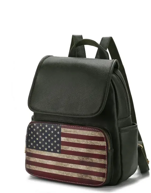 Regina Printed Flag Vegan Leather Backpack