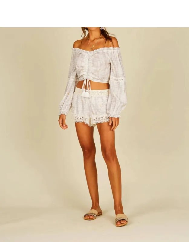 Crochet Tie Dye Off Shoulder Gold Star Crop Top