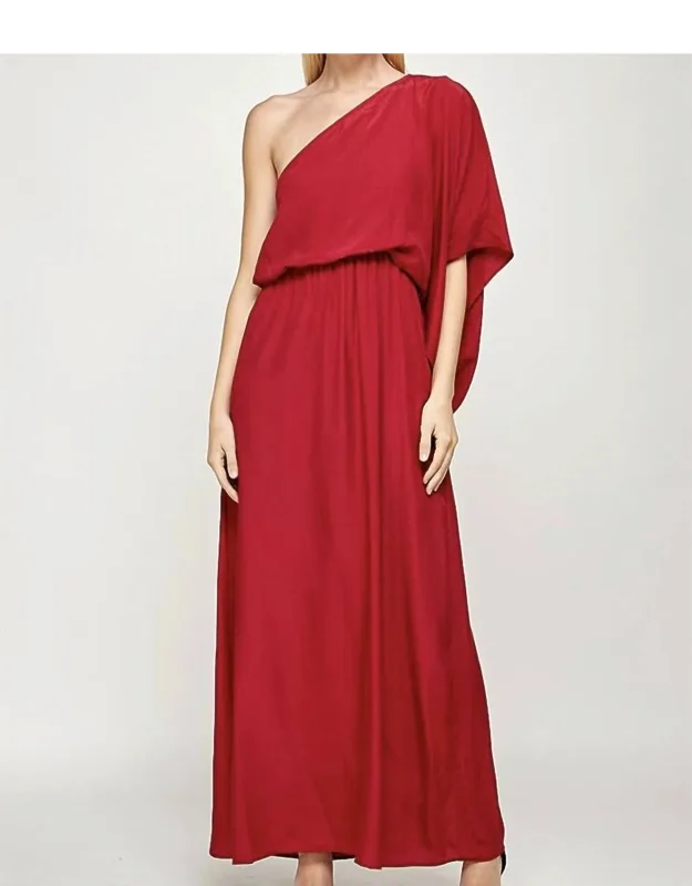 Satin One Shoulder Maxi Dress