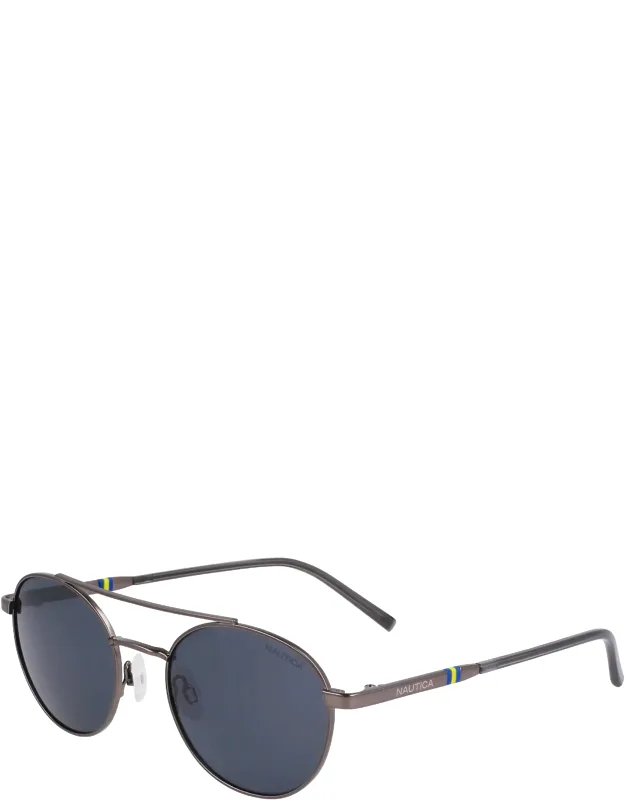 Nautica Logo Round Sunglasses With Polarized Lenses And Uv Protection