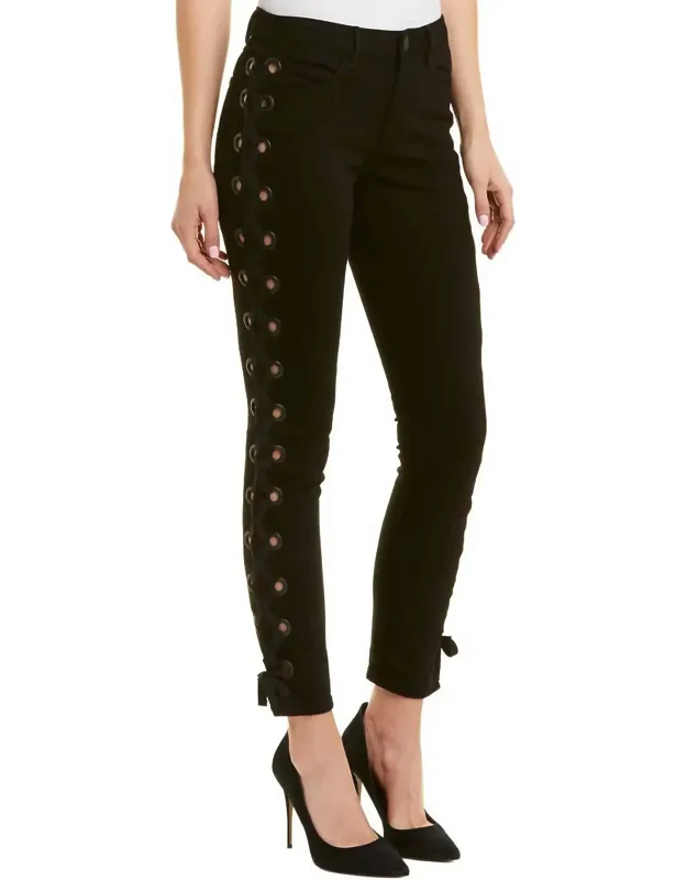 Lacy Midway Skinny Lace Up Cropped Jeans