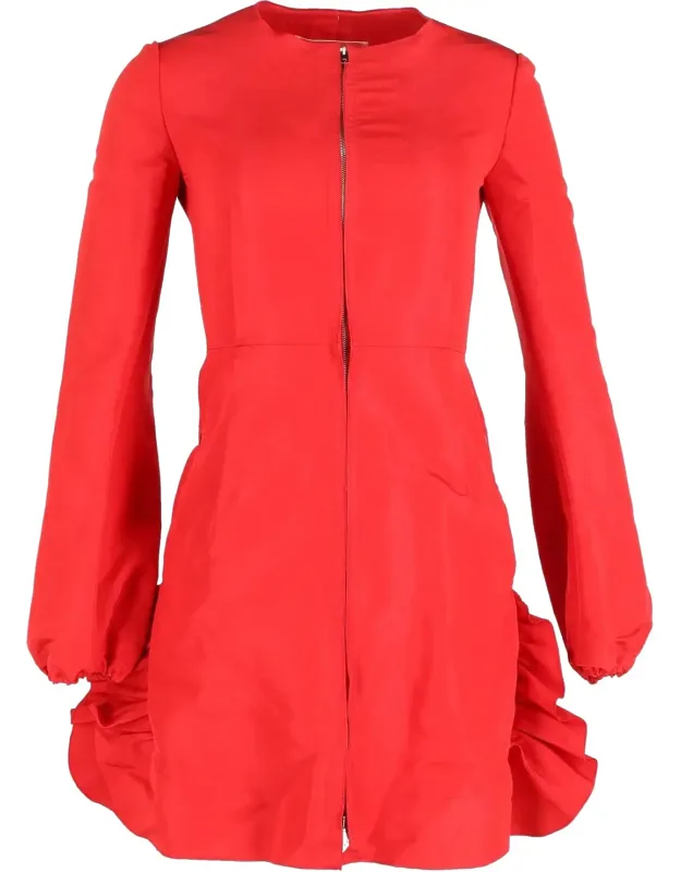 Zip Front Ruffled Mini Dress
