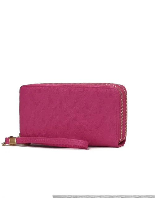 Lisbette Wristlet Wallet Purse Handbag - Elegant Embossed Design, Double Zip-around Closure