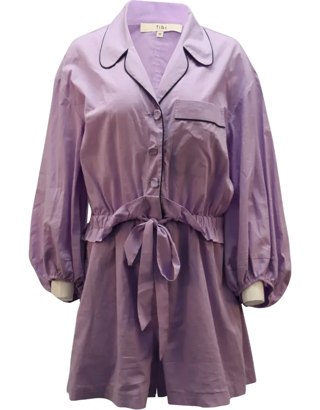 Baptise Pajama Romper With Waist Tie