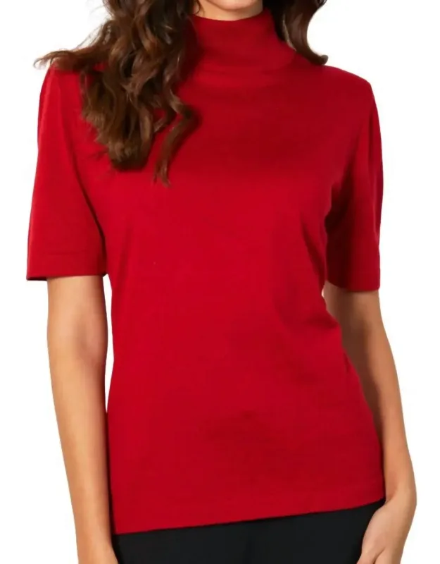 Short Sleeve Mock Neck Top