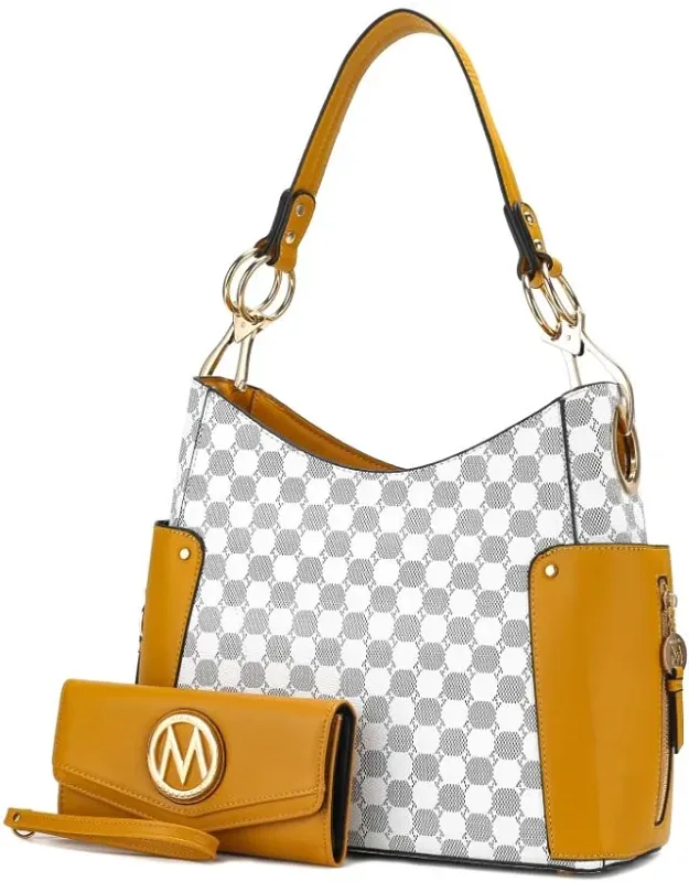 Penelope Circular Print Vegan Leather Shoulder Bag With Matching Wallet - 2 Pieces