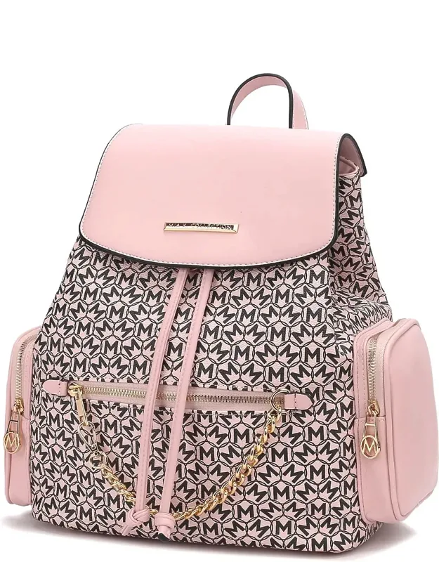 "issah Backpack With Unique Circular Pattern And Gold-tone Hardware"