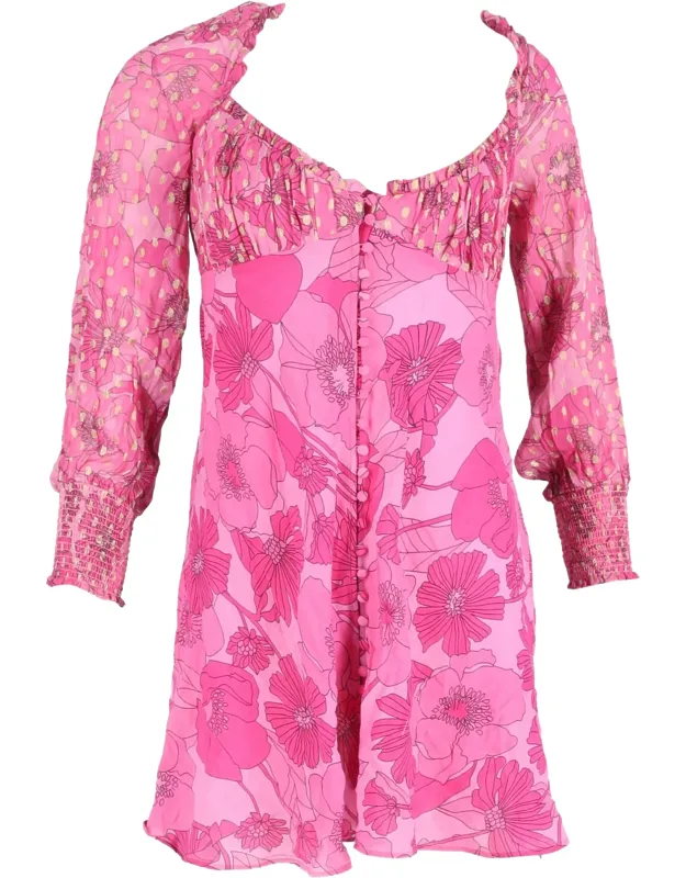 Floral Print Mini Long Sleeve Dress