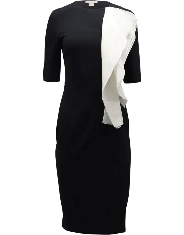 Contrast Ruffle Sheath Dress