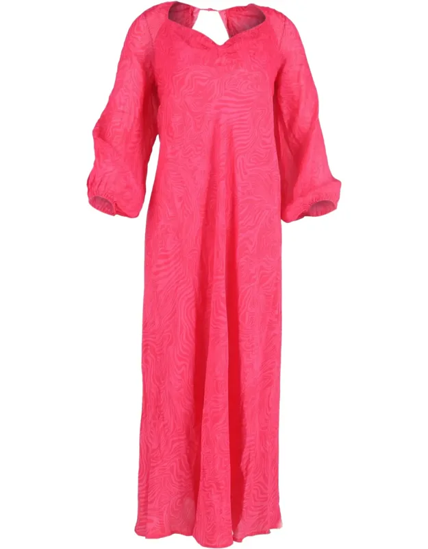 Printed Bishop Sleeve Midi Dress