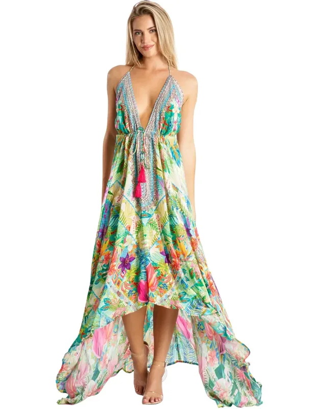 Abriana Halter Maxi Dress - Asymmetric