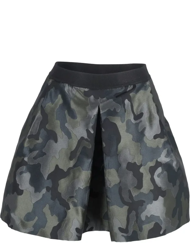 Camou Pleated Mini Skirt
