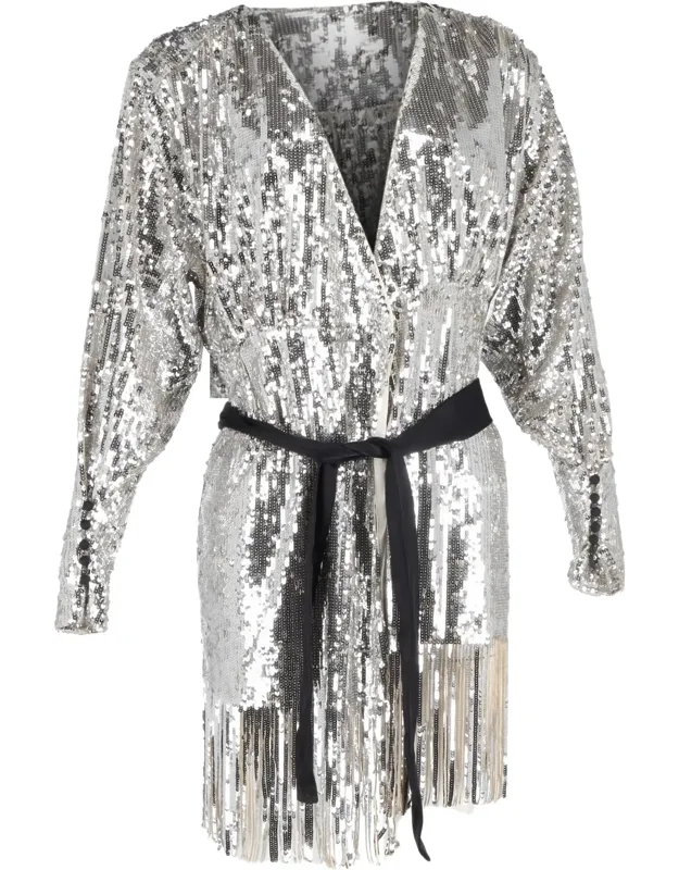 Sequined Mini Wrap Dress