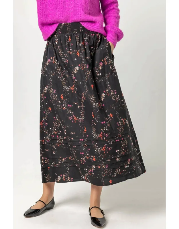 Printed Woven Pleated Hem Skirt