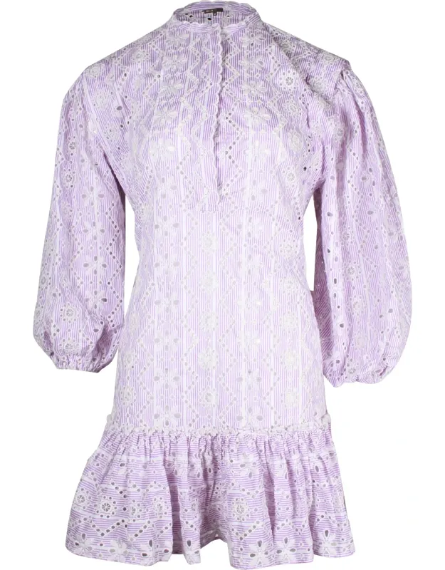 Eyelet Striped Mini Dress