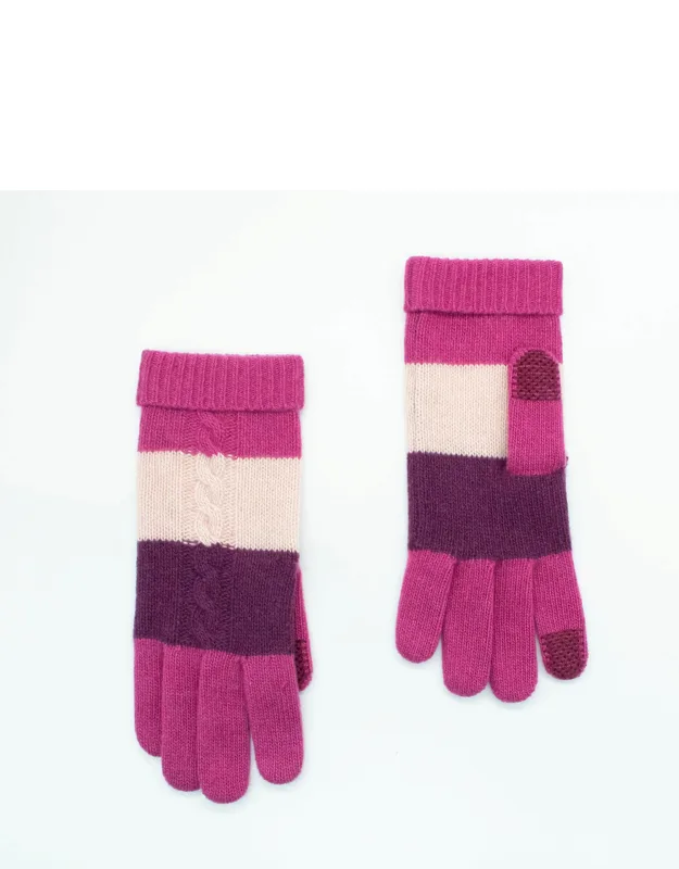 Cashmere Tech Gloves With Cables And Central Cable, Tech Thread