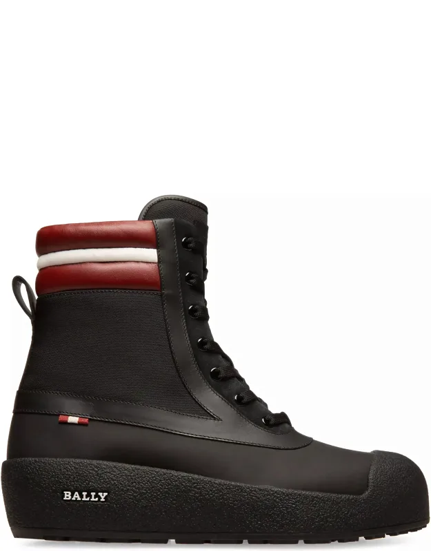 Bally Croker 6239721 Black Calf Leather Shirling-lined Boots With Functional Side Zip And Lace-up