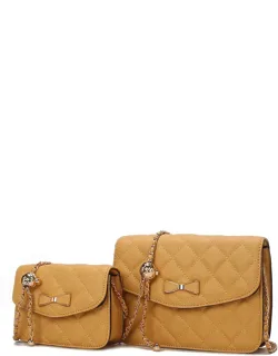 Blossom Quilted Shoulder Bag With Mini Bag Set