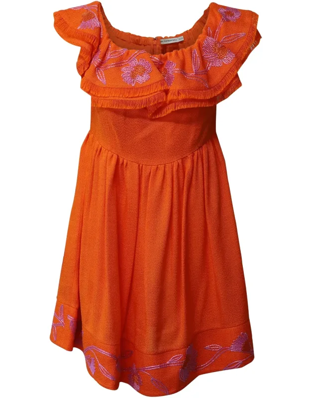 Off Shoulder Embroidered Mini Dress