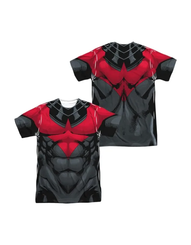 _batman Nightwing Red Uniform (front/back Print) Short Sleeve Poly Crew Tee / T-shirt_